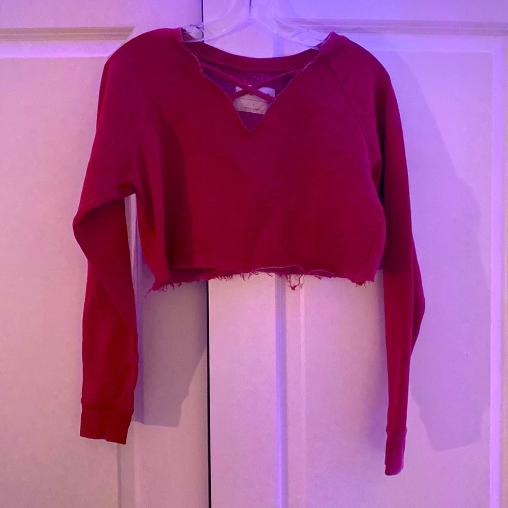 Red Aero Fuzzy Cropped Sweater